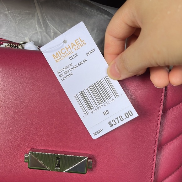 Original $378 Michael Kors Cece Medium Quilted Leather Convertible Shoulder Bag - Picture 10 of 14